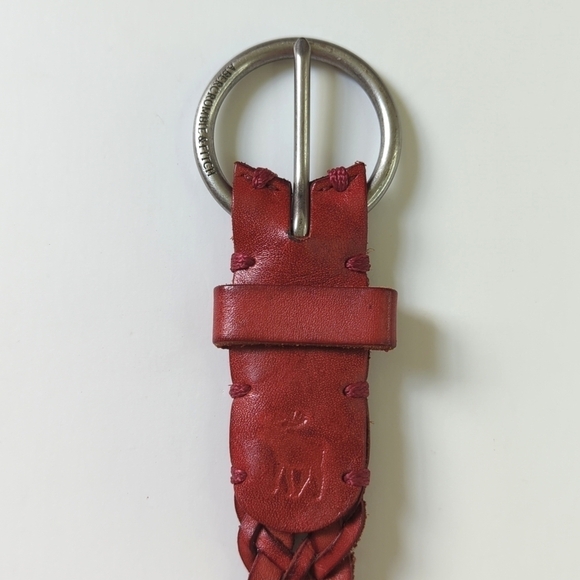 Abercrombie & Fitch Classic Genuine Leather Woven Braided Belt Faded Red XS/S - Picture 4 of 7